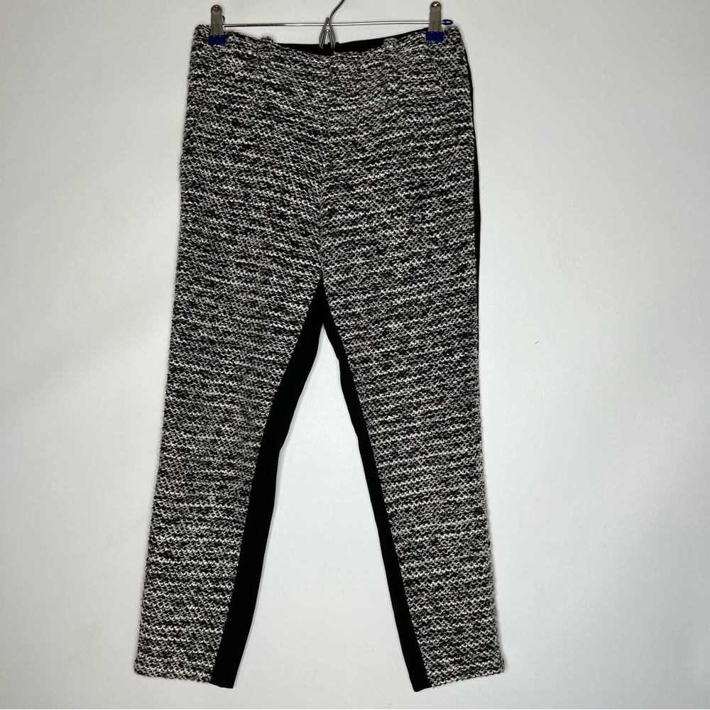 Alice + Olivia Tweed Front Black Off White Ankle Length Pants Womens Size 0